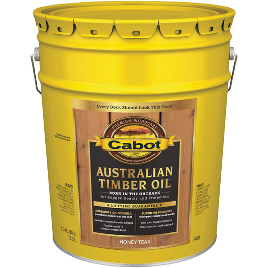 Cabot Australian Timber Oil Translucent Exterior Oil Finish, Honey Teak, 5 Gal.