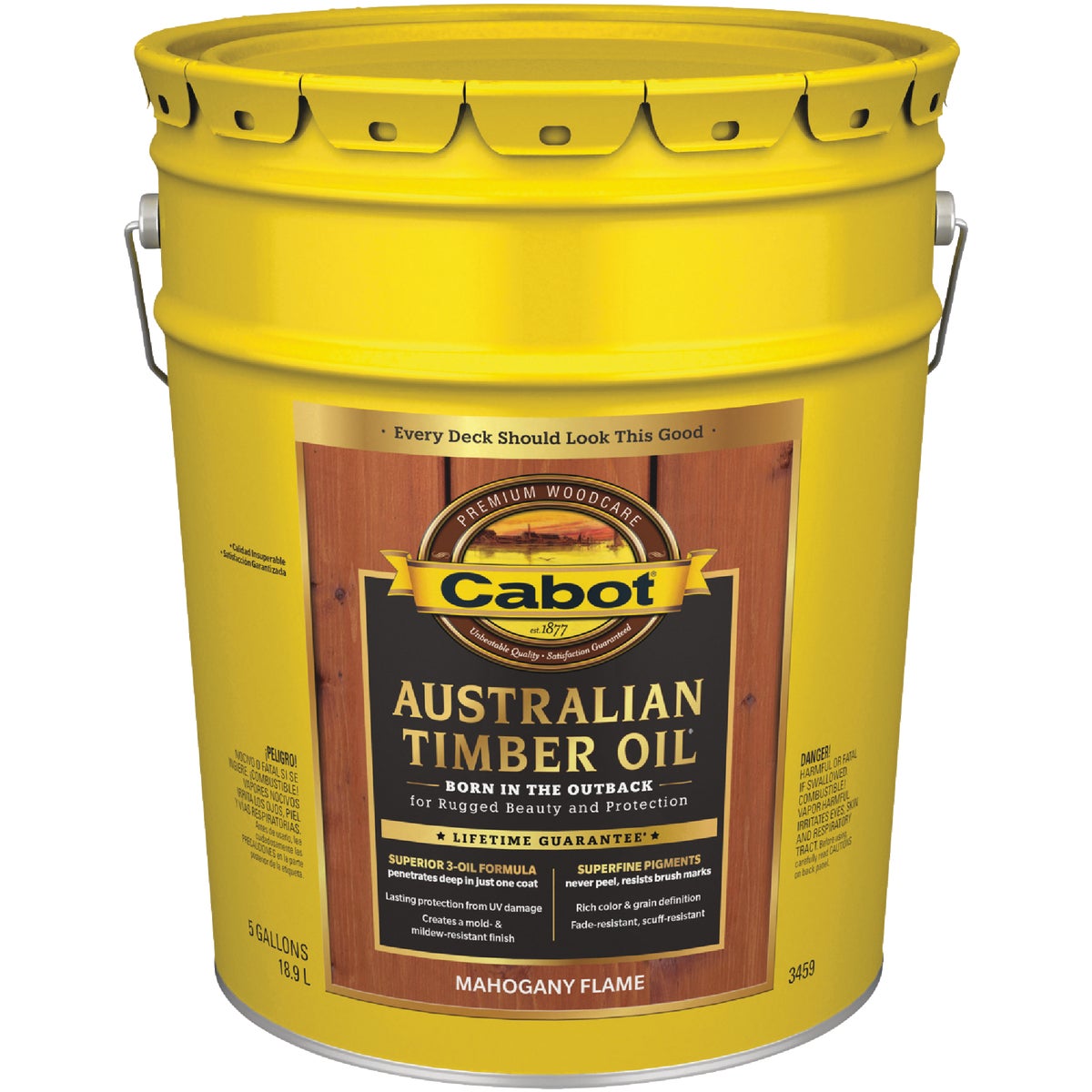 Cabot Australian Timber Oil Translucent Exterior Oil Finish, Mahogany Flame, 5 Gal.