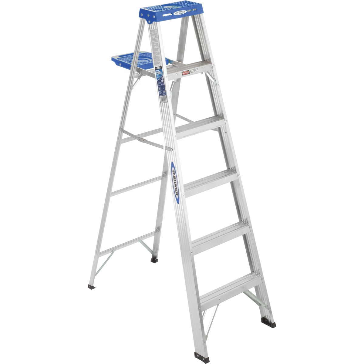 Werner 6 Ft. Aluminum Step Ladder with 250 Lb. Load Capacity Type I Ladder Rating