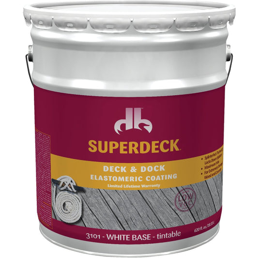 Duckback SUPERDECK White Base Tintable Elastomeric Deck & Dock Coating, 5 Gal.