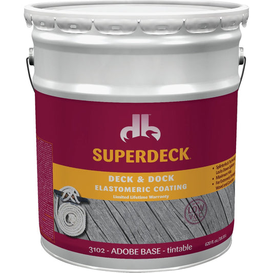 Duckback SUPERDECK Adobe Base Tintable Elastomeric Deck & Dock Coating, 5 Gal.