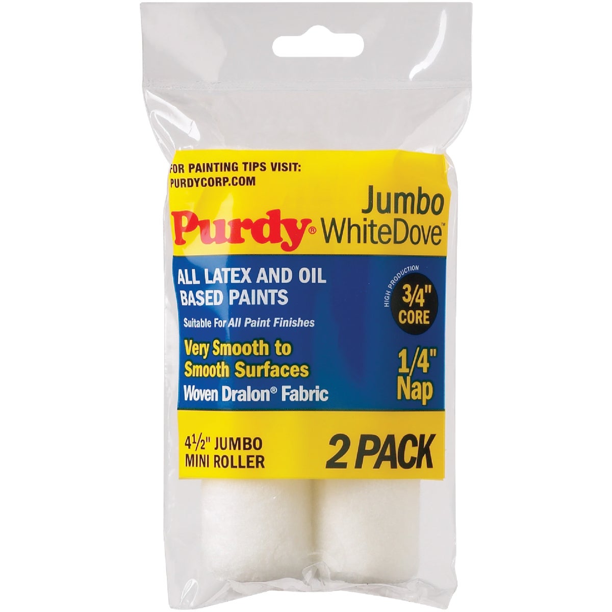 Purdy White Dove 4-1/2 In. x 1/4 In. Jumbo Mini Woven Fabric Roller Cover (2-Pack)