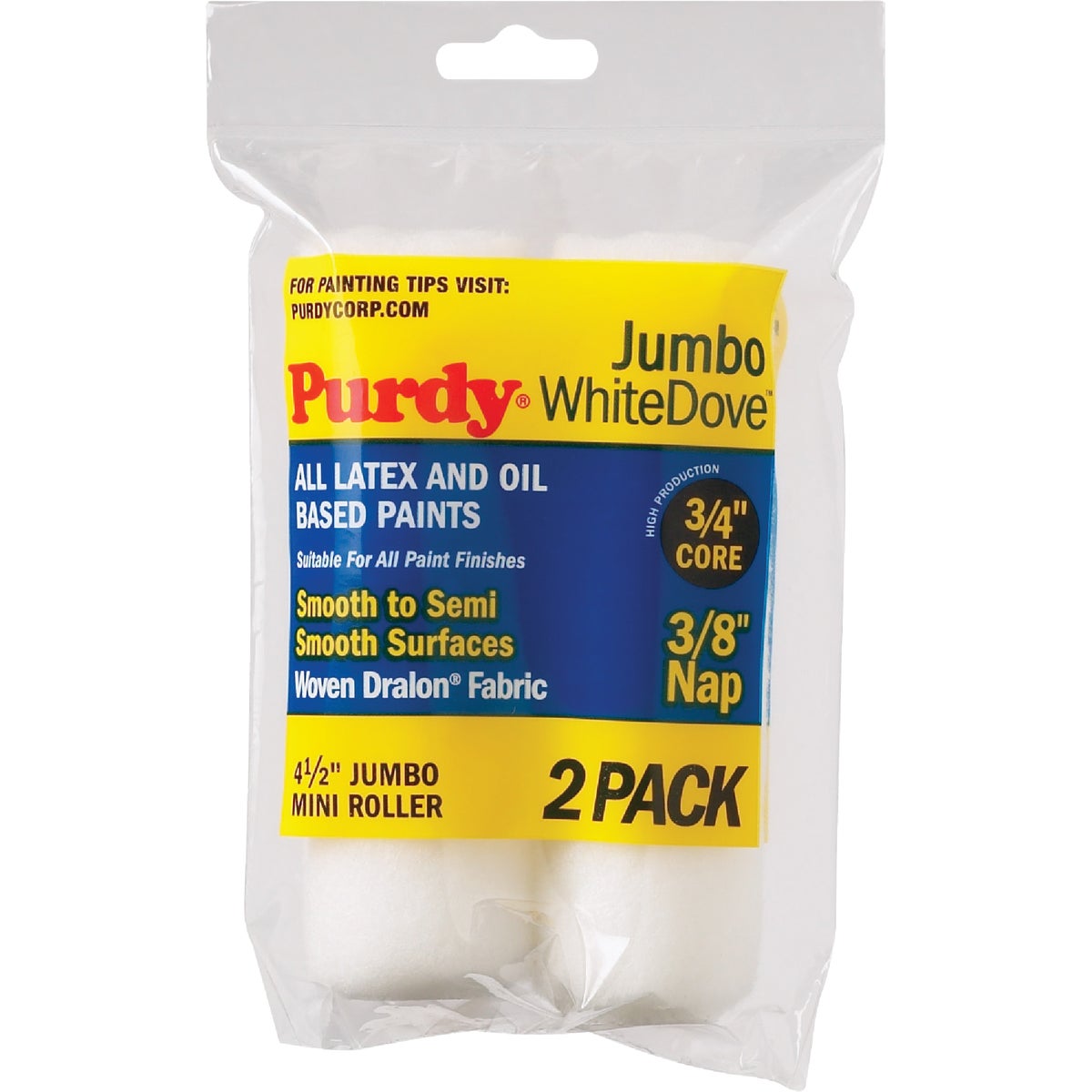 Purdy White Dove 4-1/2 In. x 3/8 In. Jumbo Mini Woven Fabric Roller Cover (2-Pack)