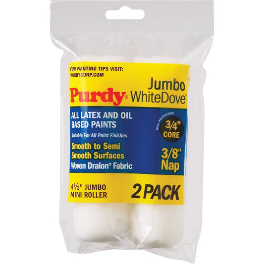 Purdy White Dove 4-1/2 In. x 3/8 In. Jumbo Mini Woven Fabric Roller Cover (2-Pack)