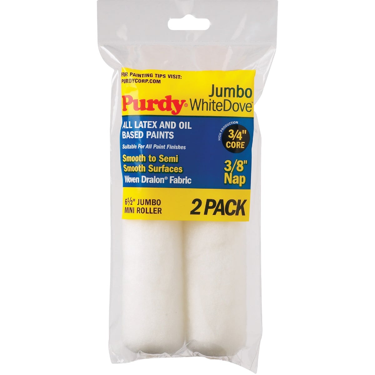 Purdy White Dove 6-1/2 In. x 3/8 In. Jumbo Mini Woven Fabric Roller Cover (2-Pack)