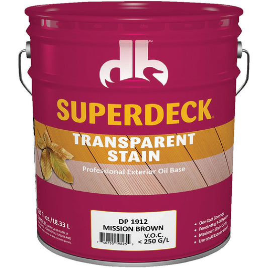 Duckback SUPERDECK VOC Transparent Exterior Stain, Mission Brown, 5 Gal.