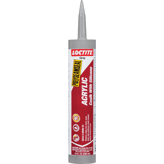 LOCTITE POLYSEAMSEAL 10 Oz. Gray Acrylic Caulk with Silicone