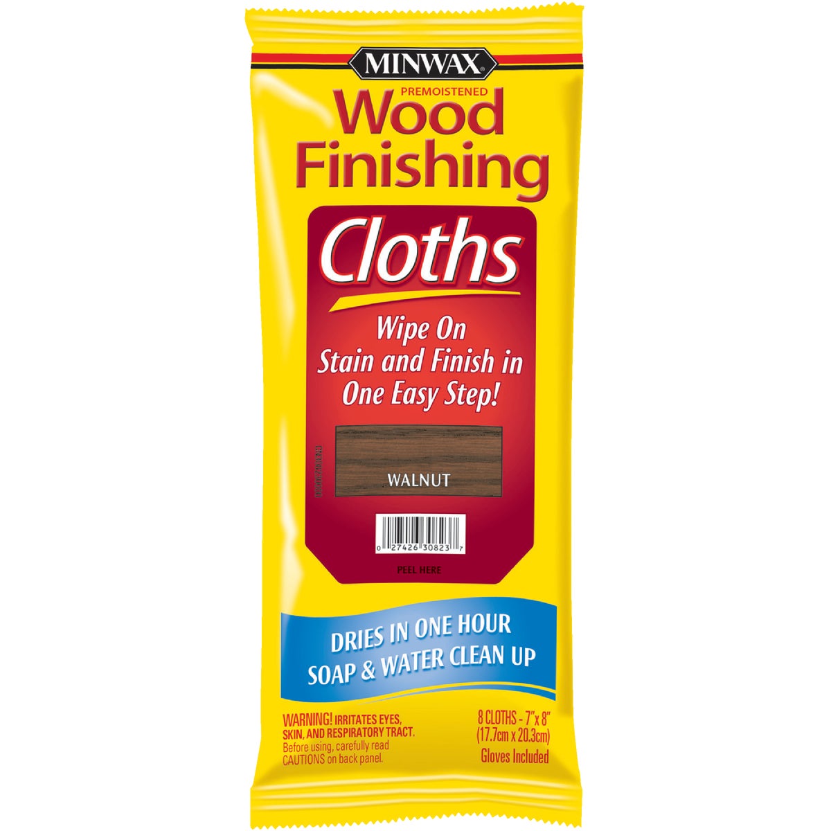 Minwax Low Sheen Premoistened Wood Finishing Cloths, Walnut (8-Pack)