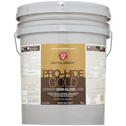 Pratt & Lambert Pro-Hide Gold Latex Semi-Gloss Exterior House Paint, Base 3, 5 Gal.