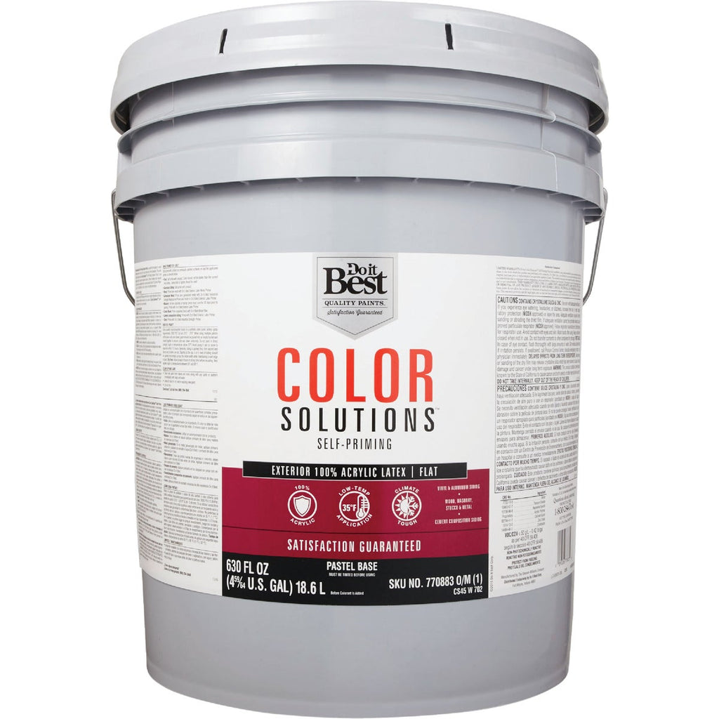 Do it Best Color Solutions 100% Acrylic Latex Self-Priming Flat Exterior House Paint, Pastel Base, 5 Gal.