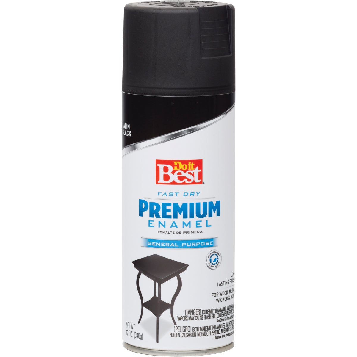 Do it Best Premium Enamel 12 Oz. Satin Spray Paint, Black