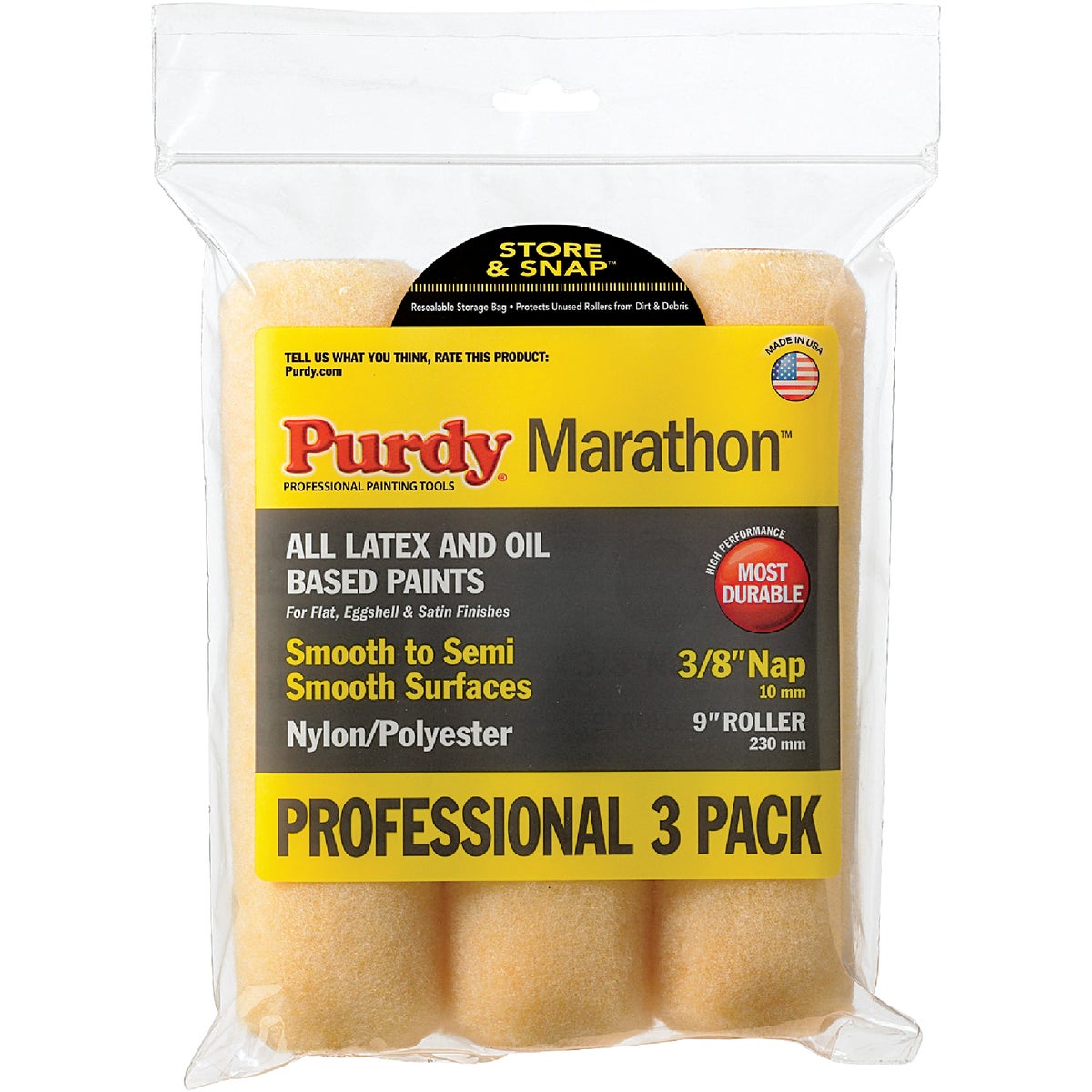 Purdy Marathon 9 In. x 3/8 In. Knit Fabric Roller Cover (3-Pack)