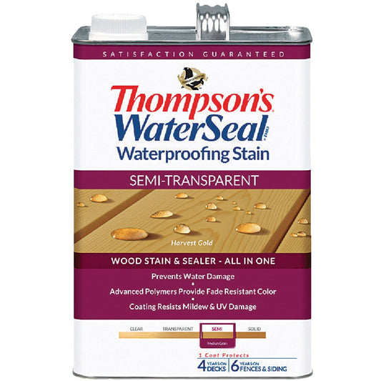 Thompsons WaterSeal Semi-Transparent Waterproofing Stain, Harvest Gold, 1 Gal.