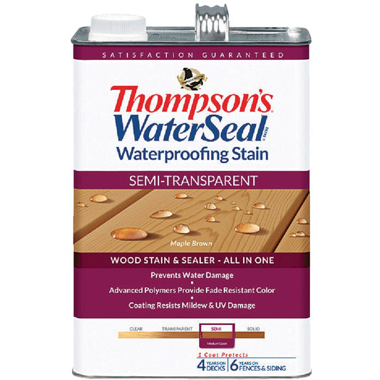 Thompsons WaterSeal Semi-Transparent Waterproofing Stain, Maple Brown, 1 Gal.