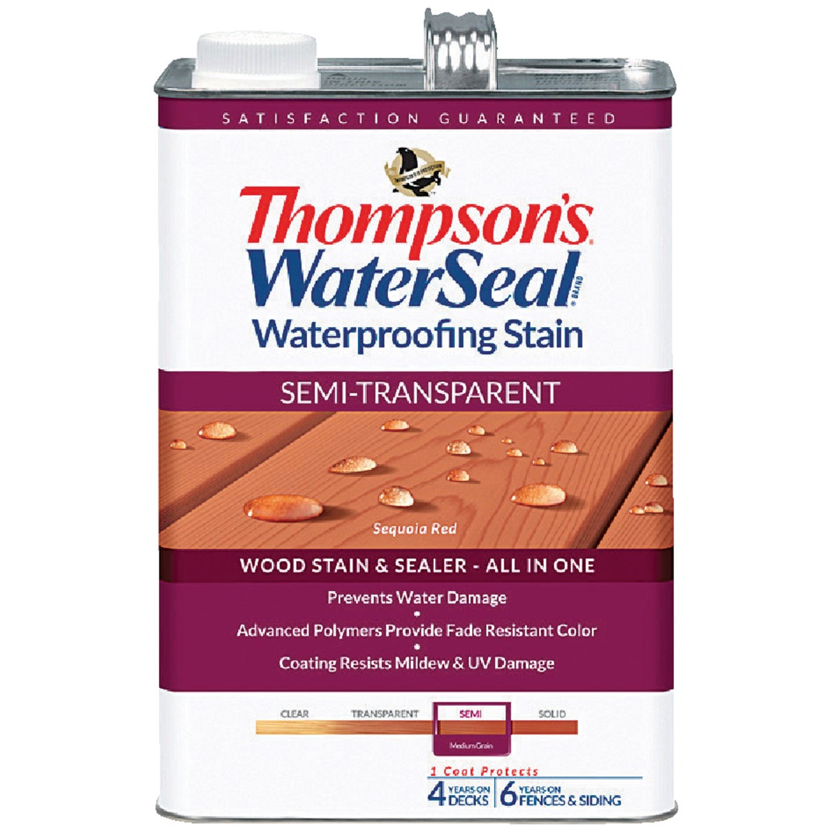 Thompsons WaterSeal Semi-Transparent Waterproofing Stain, Sequoia Red, 1 Gal.