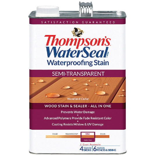 Thompsons WaterSeal Semi-Transparent Waterproofing Stain, Woodland Cedar, 1 Gal.