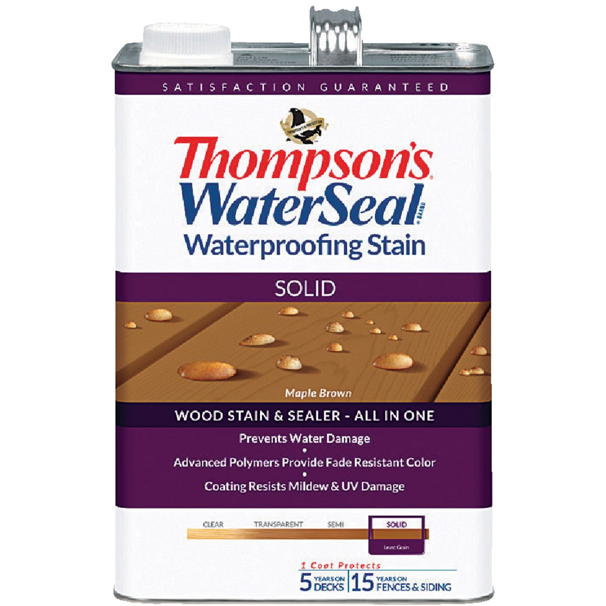 Thompsons WaterSeal Solid Waterproofing Stain, Maple Brown, 1 Gal.