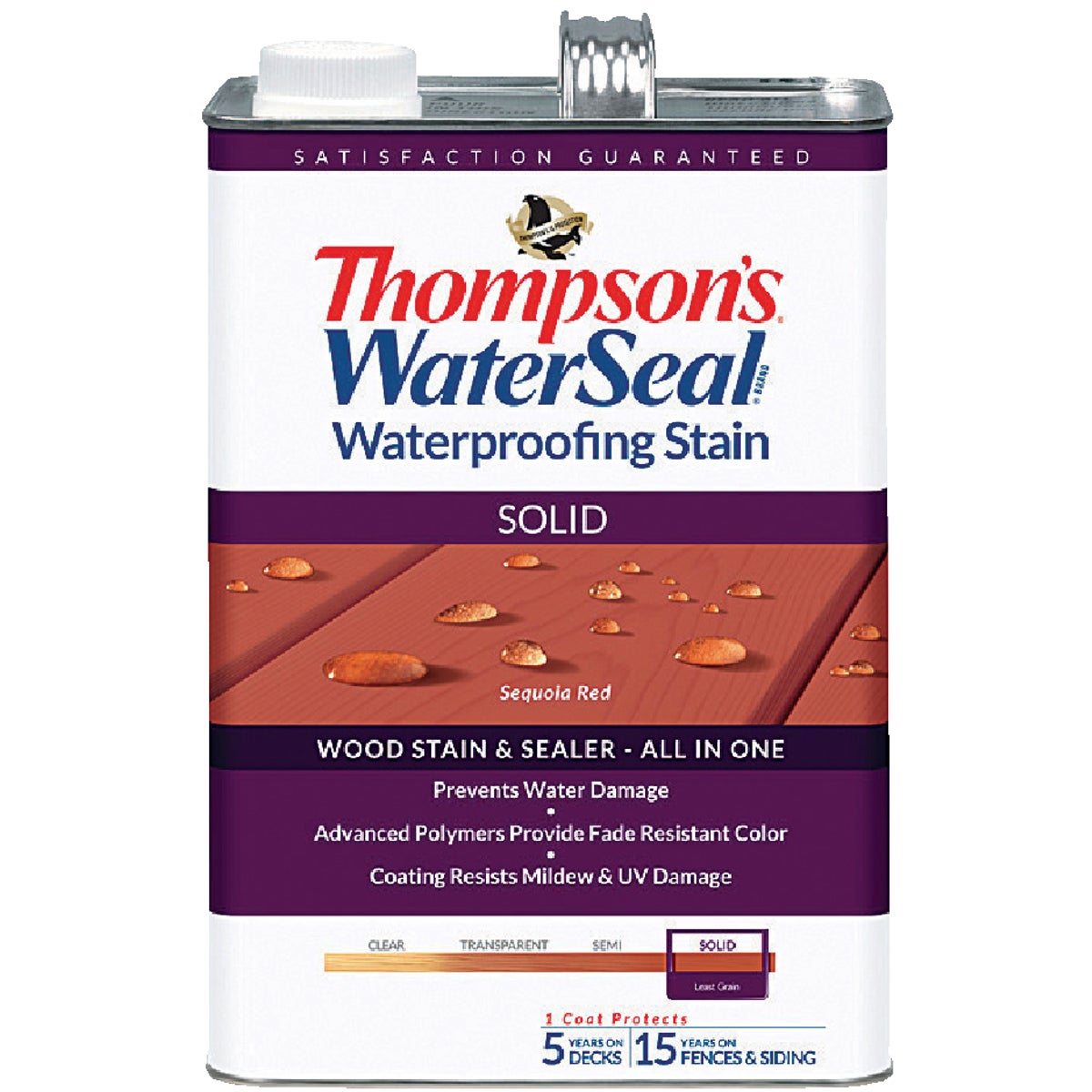 Thompsons WaterSeal Solid Waterproofing Stain, Sequoia Red, 1 Gal.