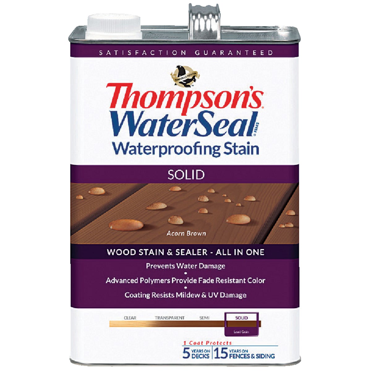 Thompsons WaterSeal Solid Waterproofing Stain, Acorn Brown, 1 Gal.