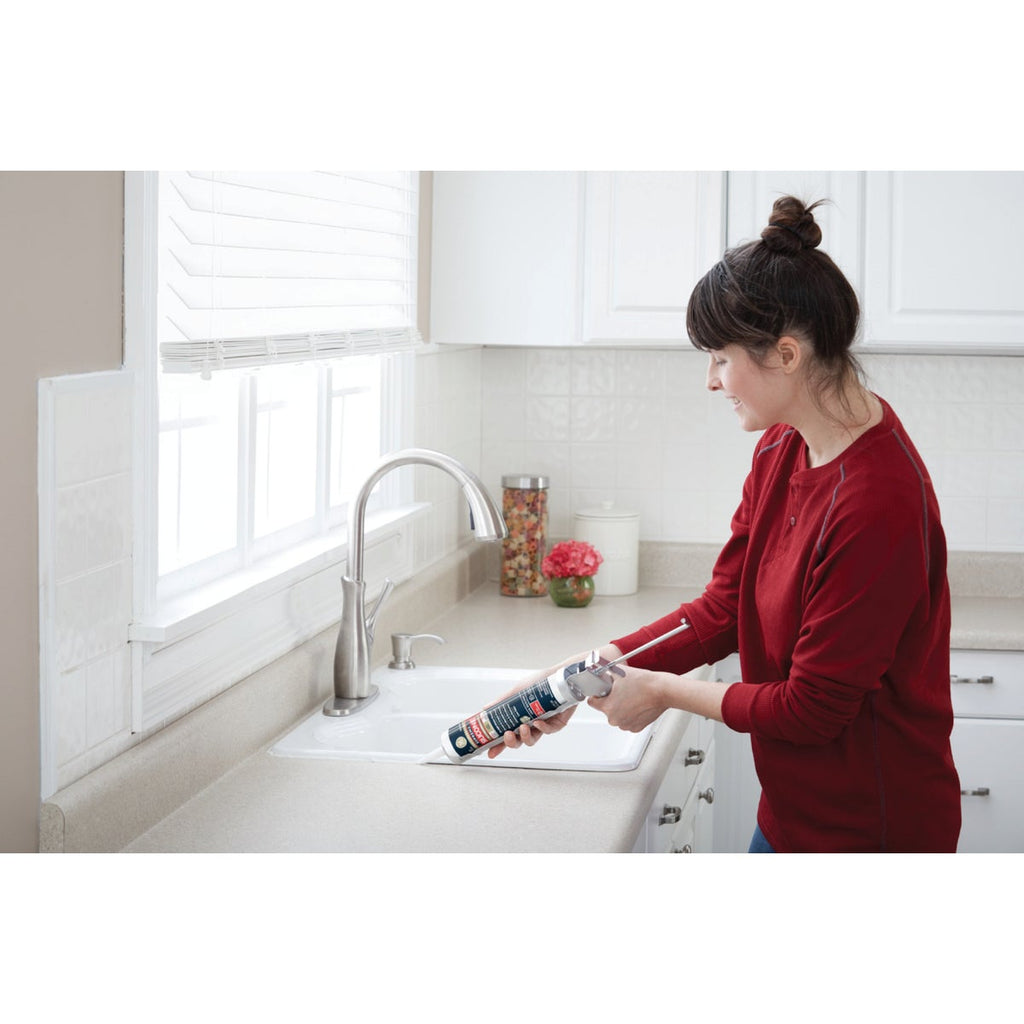 GE Supreme Silicone Kitchen & Bath Sealant, White, 10.1oz