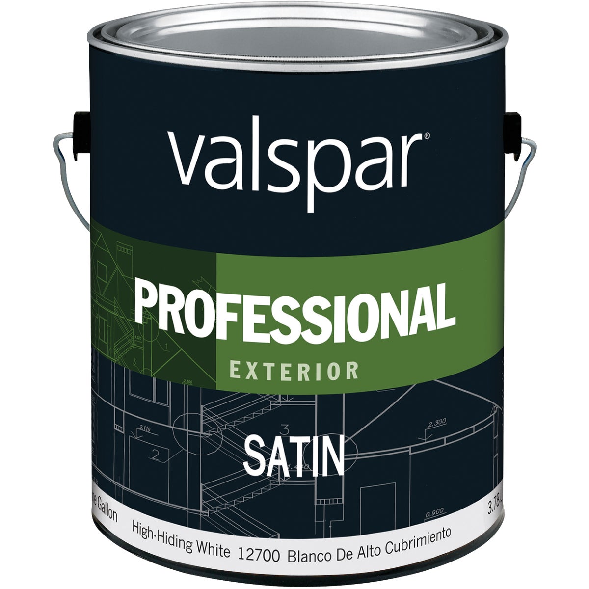 Valspar Professional 100% Acrylic Satin Exterior House Paint, High-Hiding White, 1 Gal.