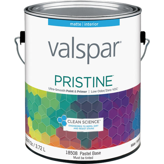 Valspar Pristine 100% Acrylic Paint & Primer Matte Interior Wall Paint, Pastel Base, 1 Gal.