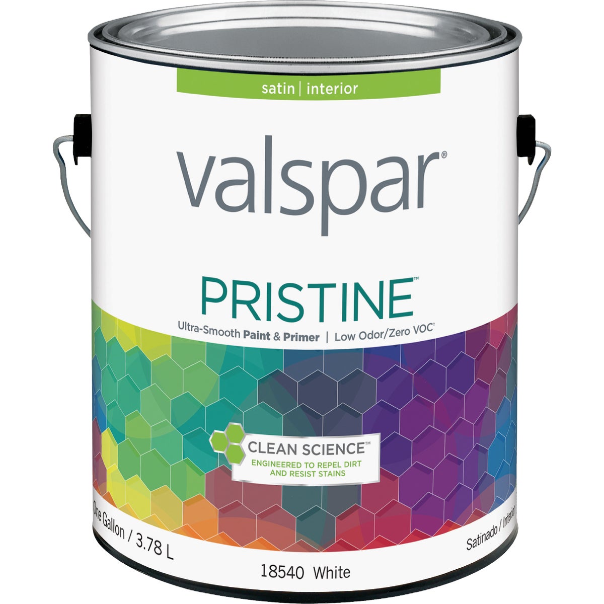 Valspar Pristine 100% Acrylic Paint & Primer Satin Interior Wall Paint, White, 1 Gal.