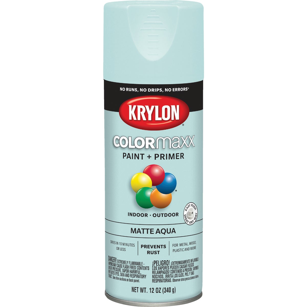 Krylon ColorMaxx 12 Oz. Matte Paint + Primer Spray Paint, Aqua
