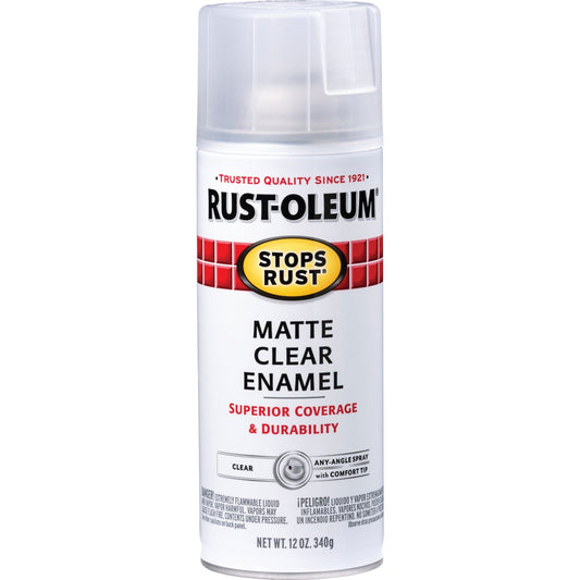 Rust-Oleum Stops Rust 12 Oz. Matte Clear Enamel Spray Paint, Clear