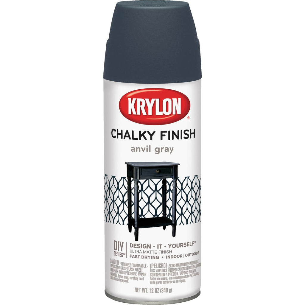 Krylon CHALKY FINISH 12 Oz. Ultra Matte Chalk Spray Paint, Anvil Gray