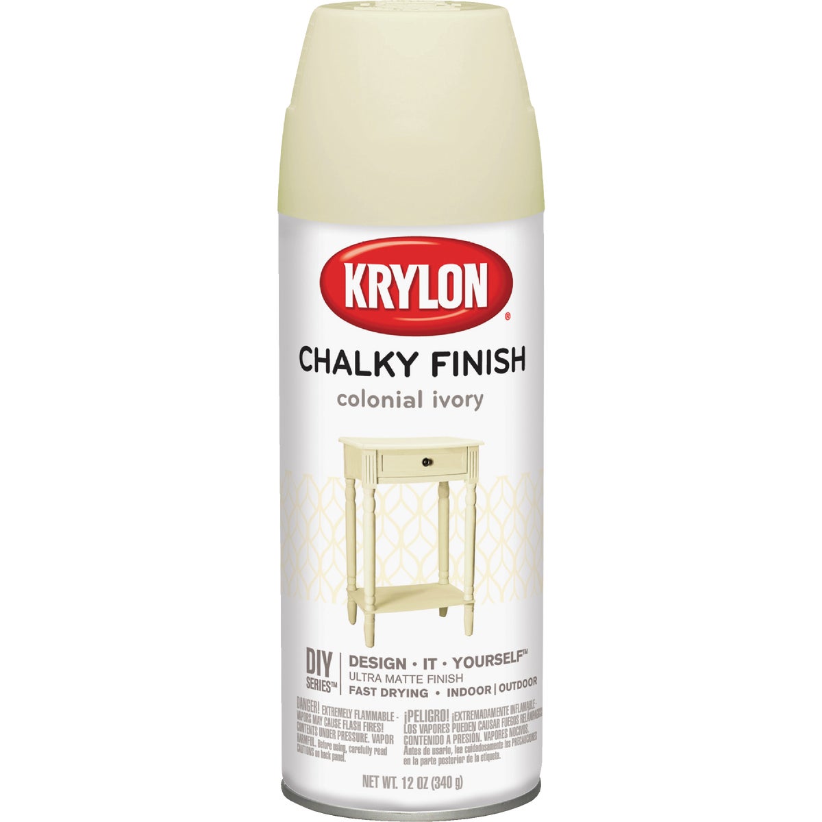 Krylon CHALKY FINISH 12 Oz. Ultra Matte Chalk Spray Paint, Colonial Ivory