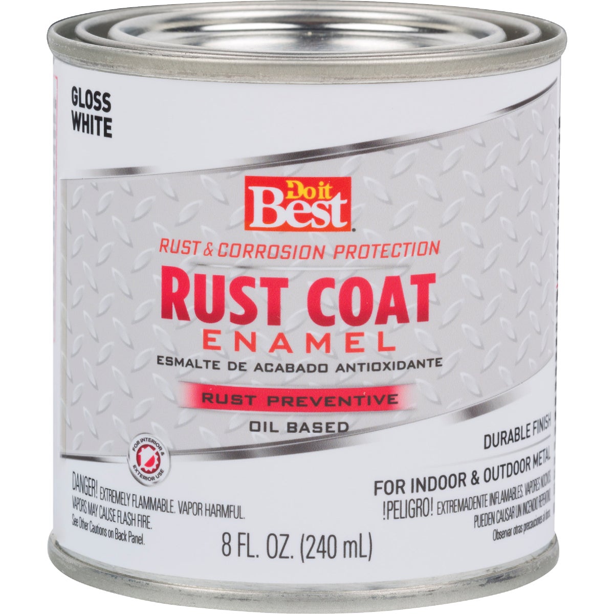 Do it Best Rust Coat Oil-Based Gloss Enamel, White, 1/2 Pt.
