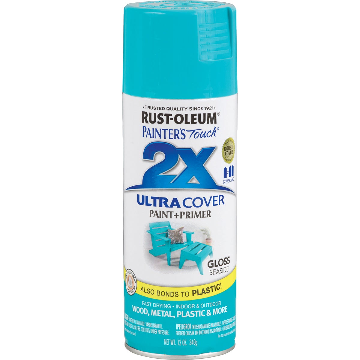 Rust-Oleum Painter's Touch 2X Ultra Cover 12 Oz. Gloss Paint + Primer Spray Paint, Seaside