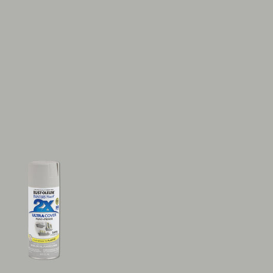 Rust-Oleum Painter's Touch 2X Ultra Cover 12 Oz. Satin Paint + Primer Spray Paint, Stone Gray