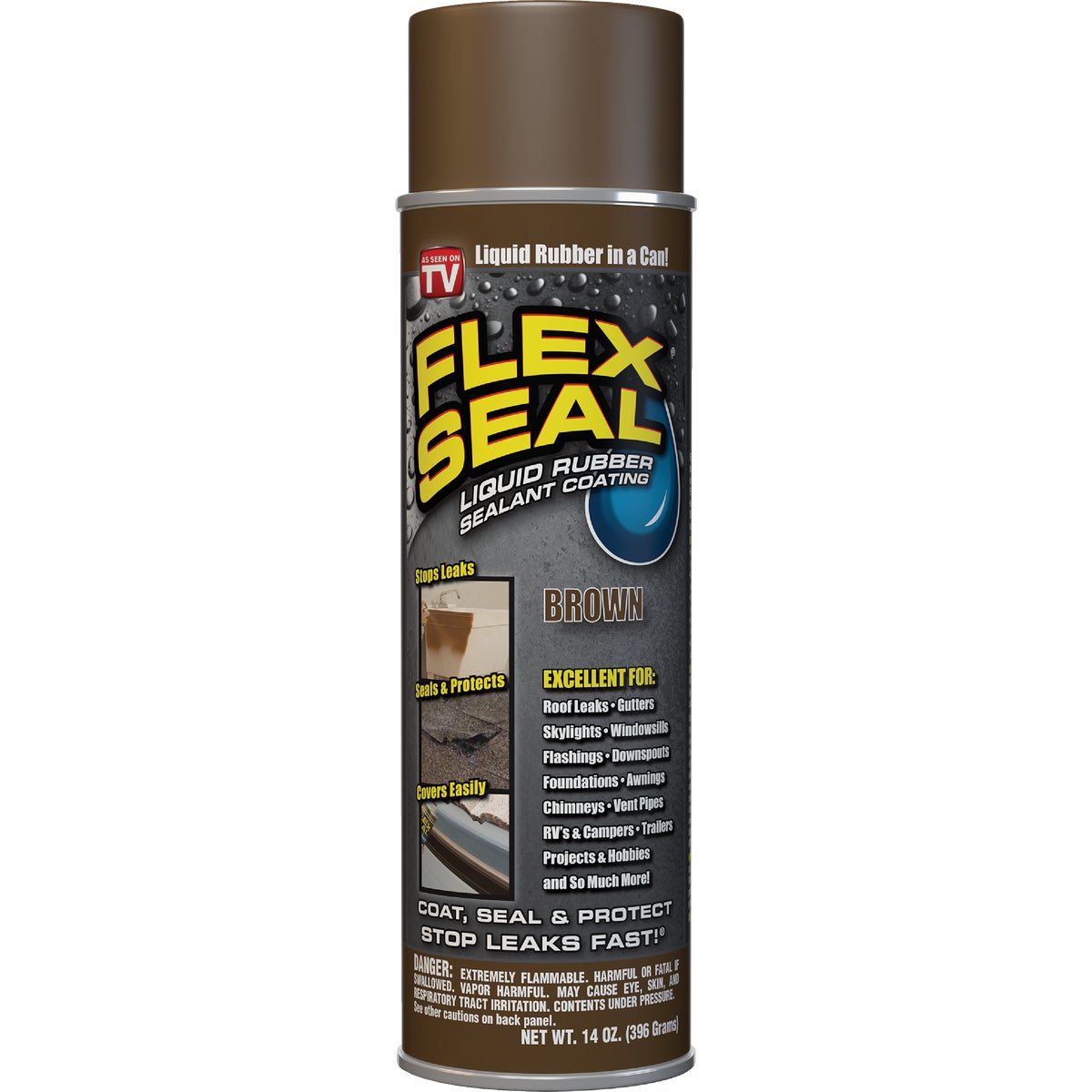 FLEX SEAL 14 Oz. Spray Rubber Sealant, Brown