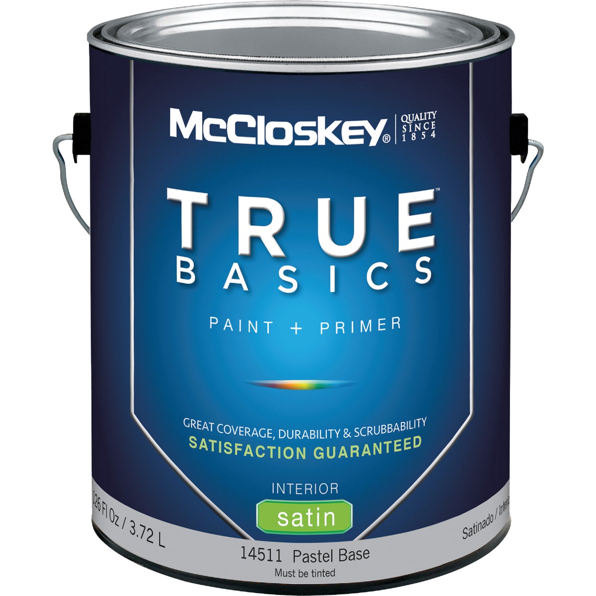 McCloskey True Basics Latex Paint & Primer Satin Interior Wall Paint, Pastel Base, 1 Gal.
