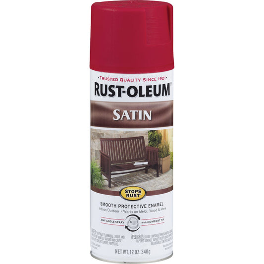 Rust-Oleum Stops Rust Decor 12 Oz. Satin Spray Paint, Heritage Red