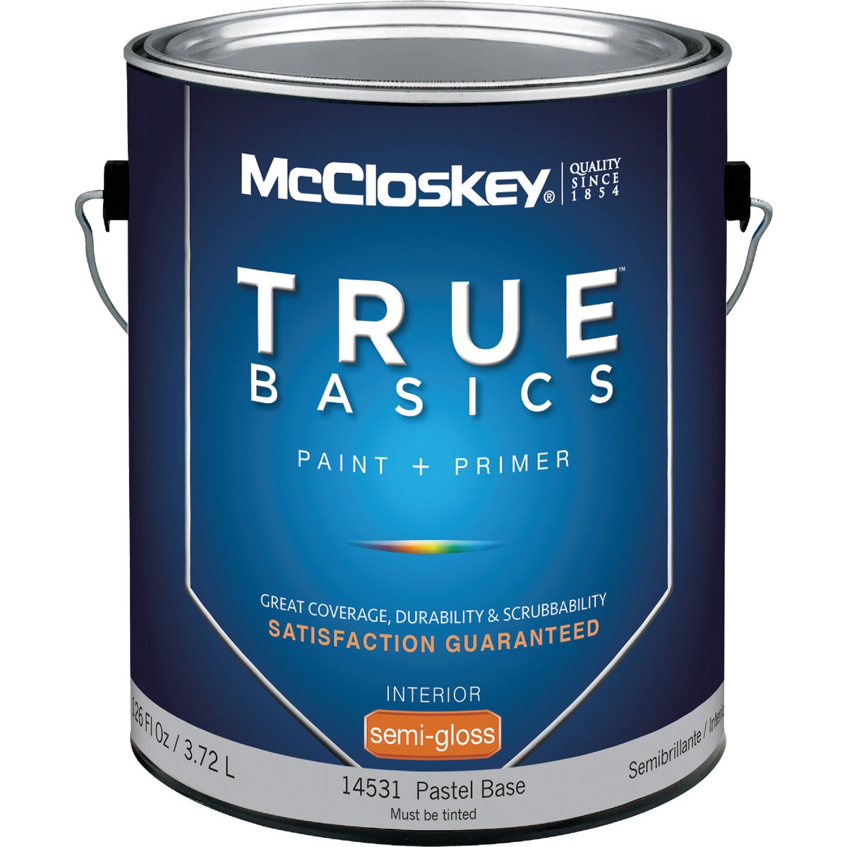McCloskey True Basics Latex Paint & Primer Semi-Gloss Interior Wall Paint, Pastel Base, 1 Gal.