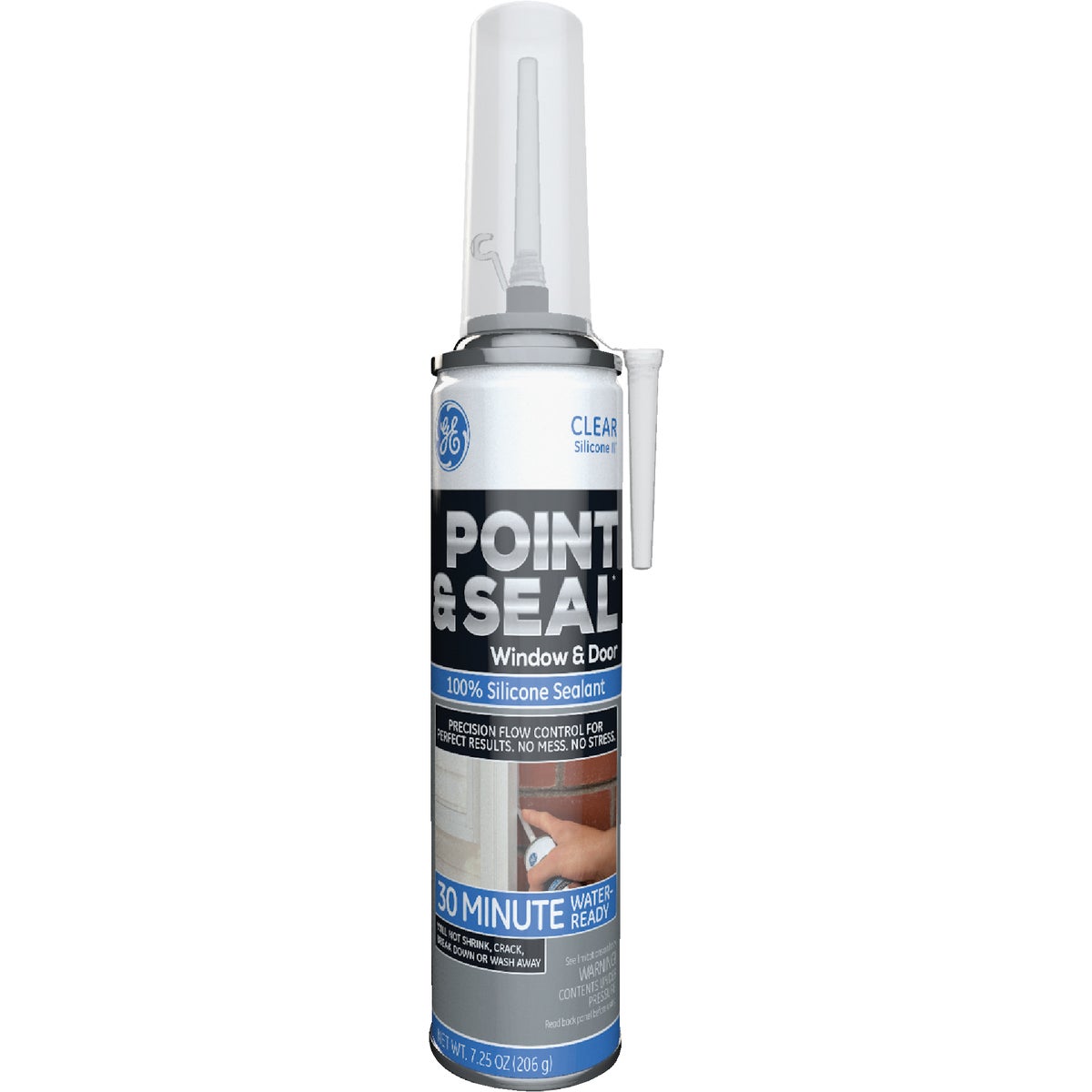 GE Point & Seal Silicone 2+ 7.25 Oz. Clear Window & Door 100% Silicone Sealant
