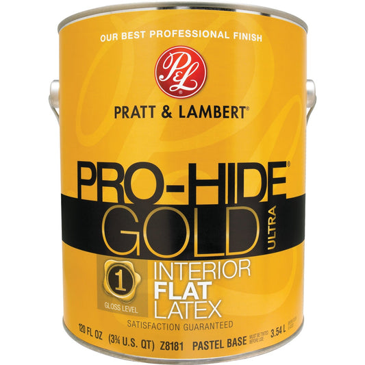 Pratt & Lambert Pro-Hide Gold Ultra Latex Flat Interior Wall Paint, Pastel Base, 1 Gal.