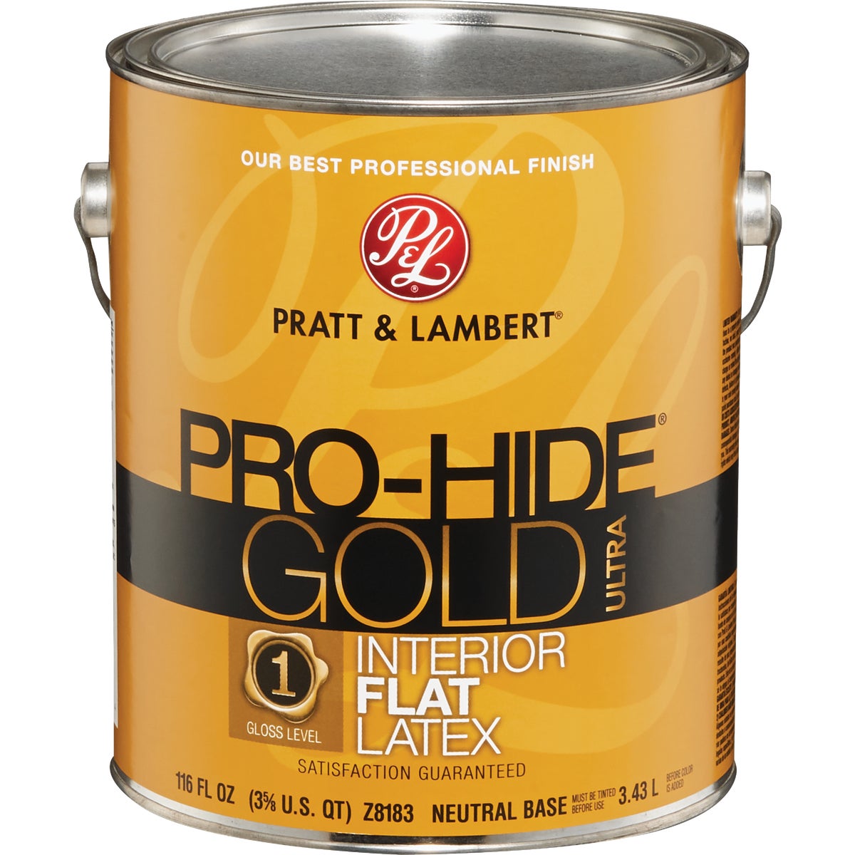 Pratt & Lambert Pro-Hide Gold Ultra Latex Flat Interior Wall Paint, Neutral Base, 1 Gal.