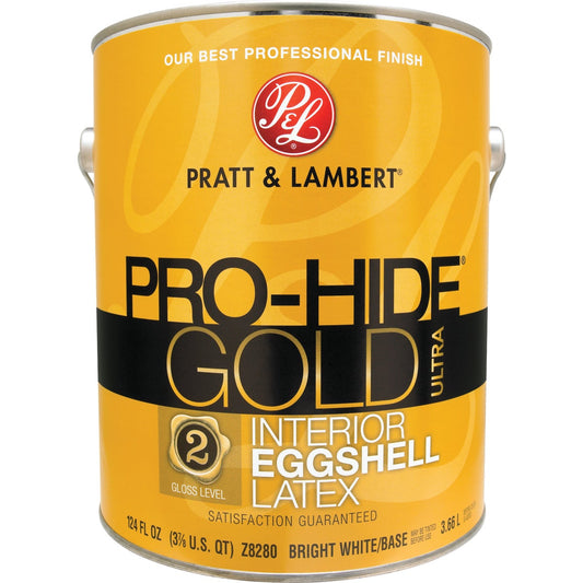 Pratt & Lambert Pro-Hide Gold Ultra Latex Eggshell Interior Wall Paint, Bright White Base, 1 Gal.