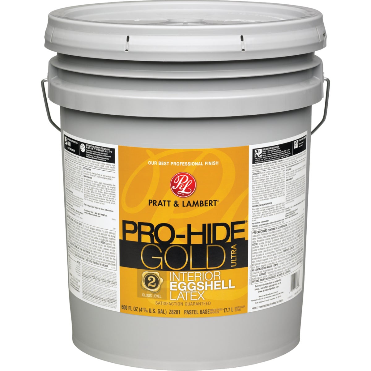 Pratt & Lambert Pro-Hide Gold Ultra Latex Eggshell Interior Wall Paint, Pastel Base, 5 Gal.