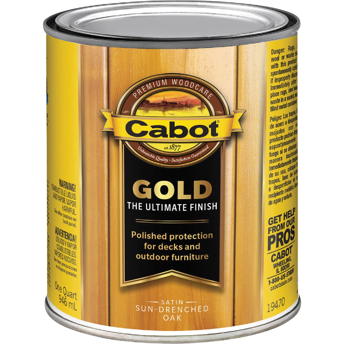 Cabot Gold Low VOC Exterior Stain, Sun-Drenched Oak, 1 Qt.