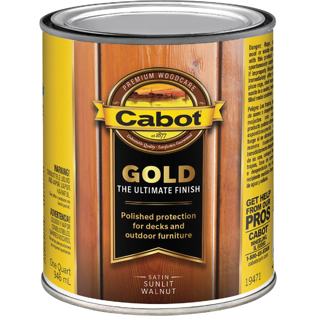 Cabot Gold Low VOC Exterior Stain, Sunlit Walnut, 1 Qt.