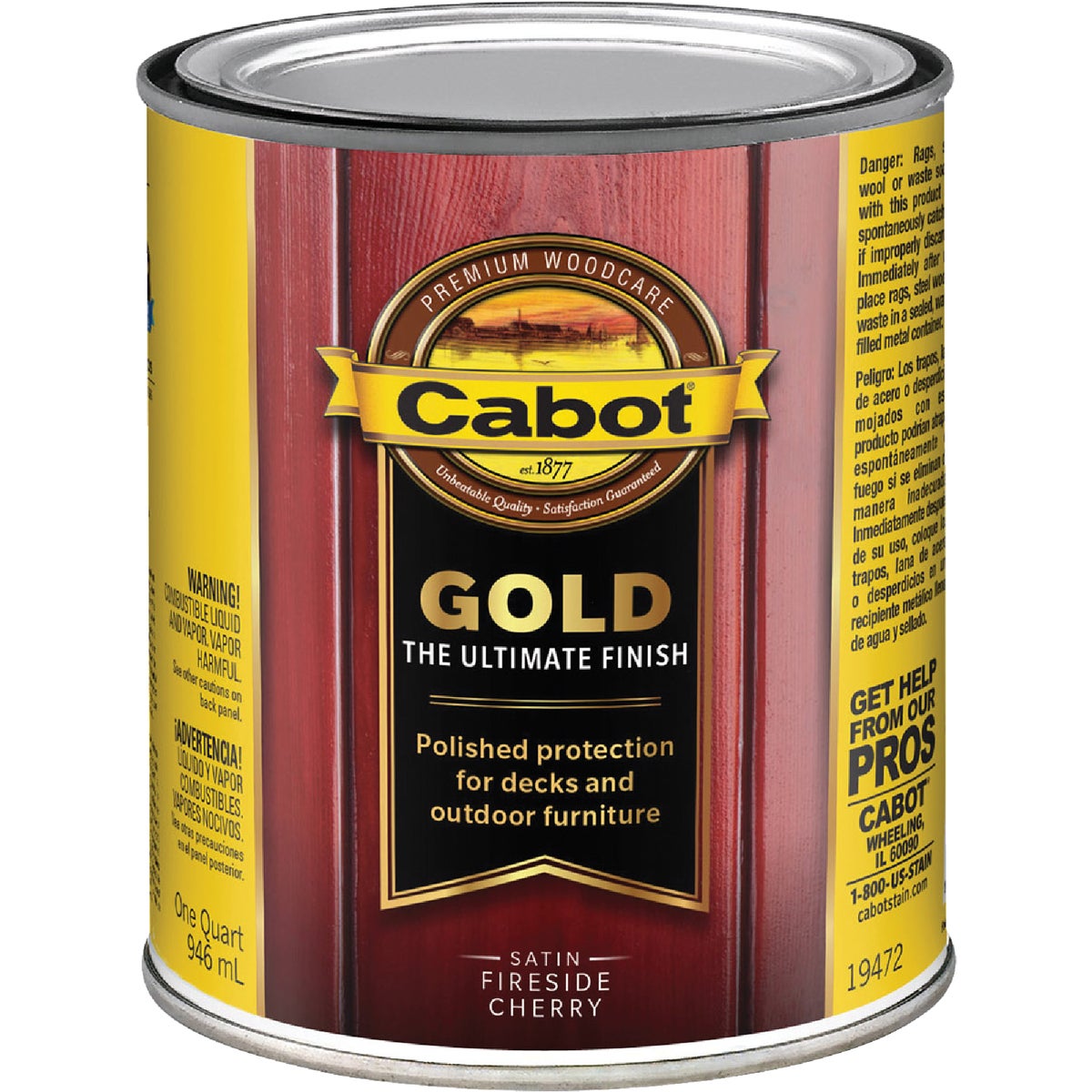 Cabot Gold Low VOC Exterior Stain, Fireside Cherry, 1 Qt.