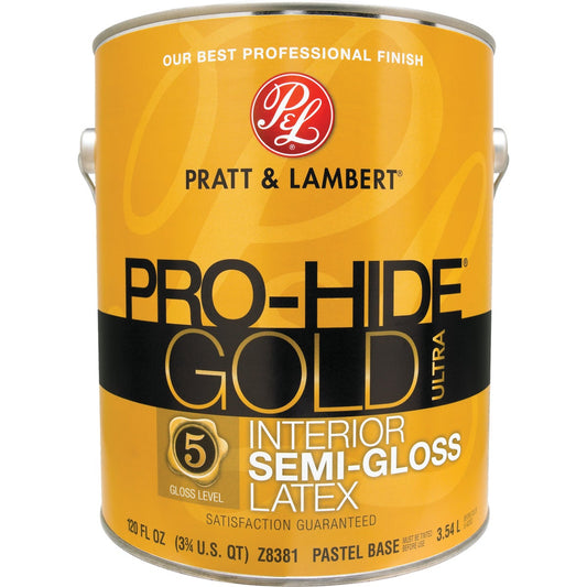 Pratt & Lambert Pro-Hide Gold Ultra Latex Semi-Gloss Interior Wall Paint, Pastel Base, 1 Gal.