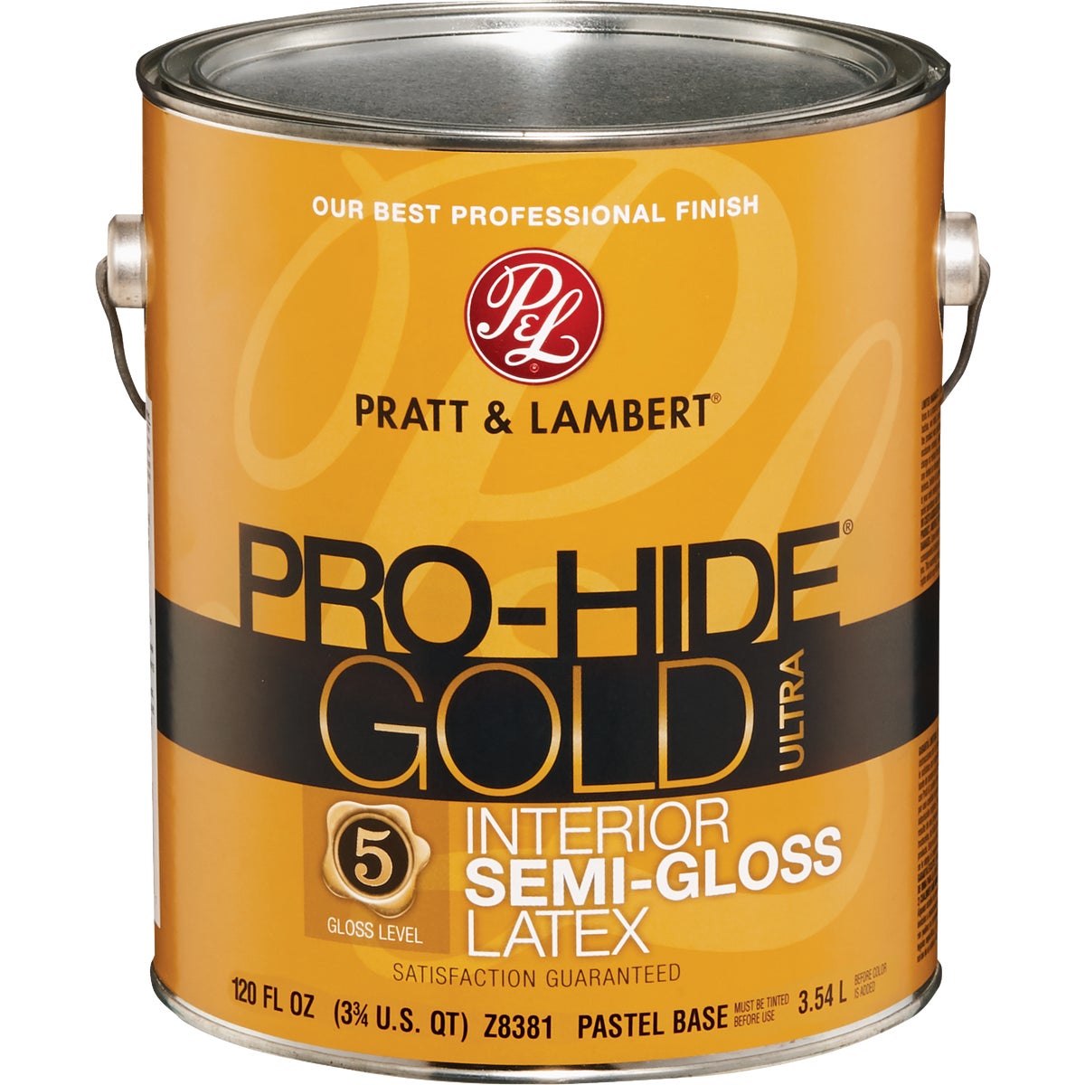 Pratt & Lambert Pro-Hide Gold Ultra Latex Semi-Gloss Interior Wall Paint, Pastel Base, 1 Gal.