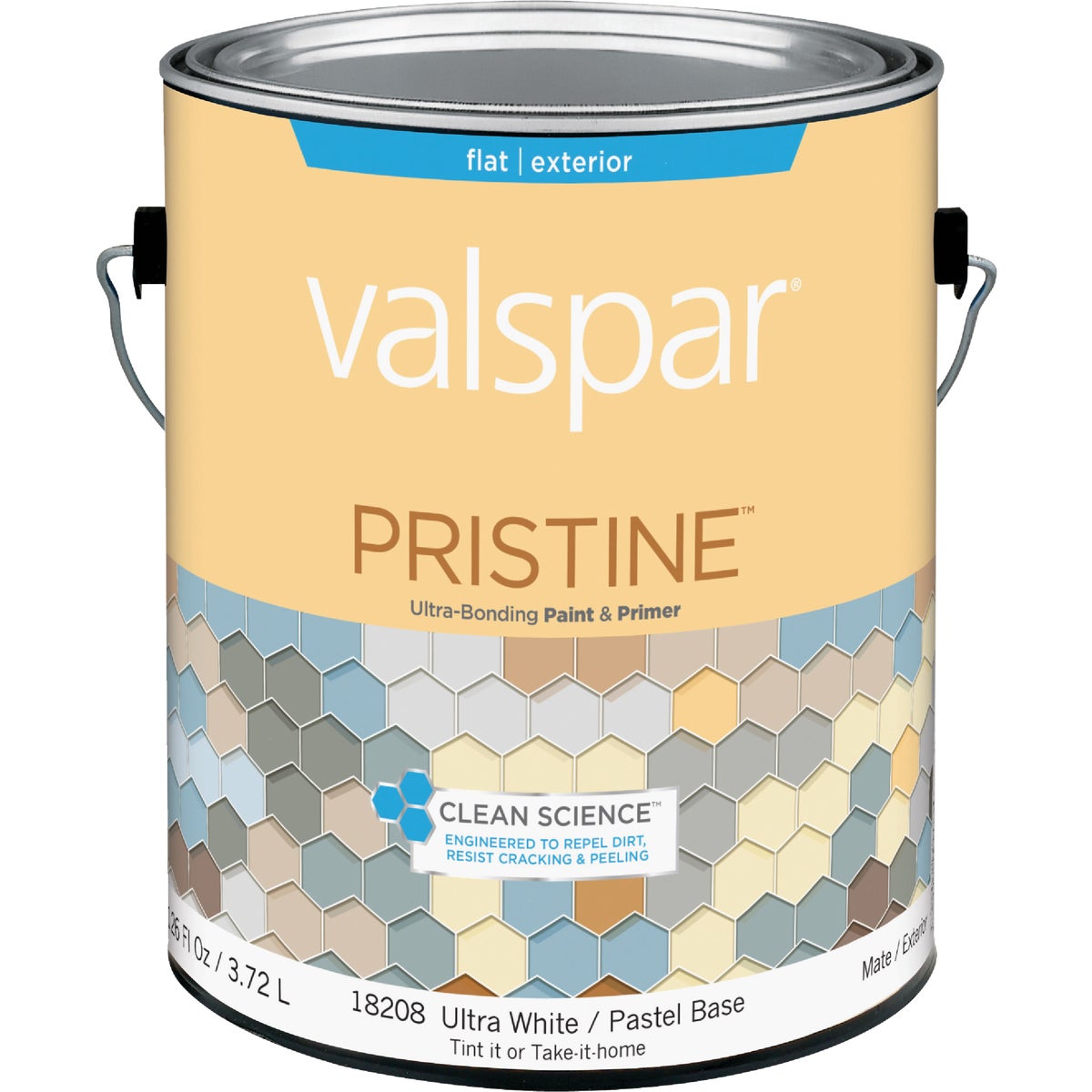 Valspar Pristine 100% Acrylic Paint & Primer Flat Exterior House Paint, Ultra White/Pastel Base, 1 Gal.