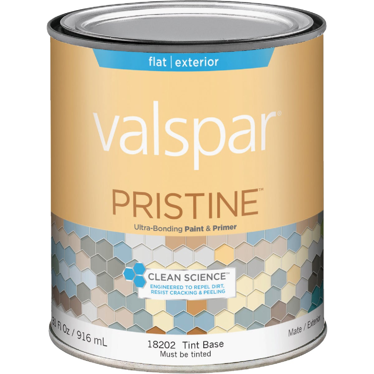 Valspar Pristine 100% Acrylic Paint & Primer Flat Exterior House Paint, Tint Base, 1 Qt.